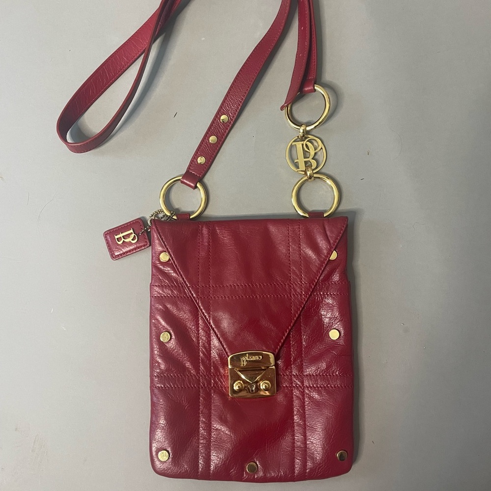 Bolzano Red Leather Crossbody Bag with Gold Accents